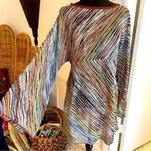 MISSONI Multi Color CHEVRON Perforated Stripe Knit Pullover Dress or Tunic